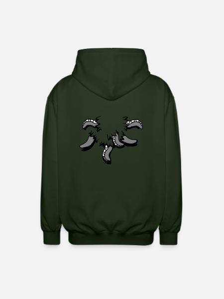 Tentakel, Octopus, Monster, Verscheurd Shirt, Alien - Uniseks zip hoodie - forestgroen