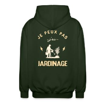 Je Peux Pas J'ai Jardinage Jardinier Humour - Veste à capuche unisexe - vert forêt - Dos - AI Model Male 185 light (185cm)