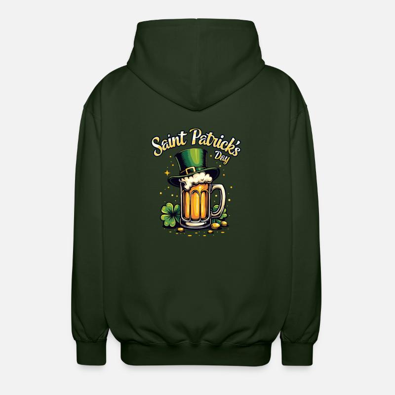 St Patrick`s Day Bier - Unisex Kapuzenjacke - Forstgrün
