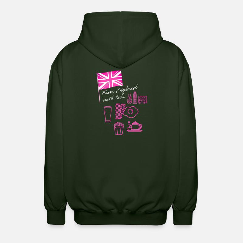 EXANGLIA (Texte rose + blanc) - Veste à capuche unisexe - vert forêt