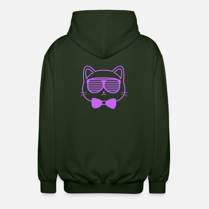 Cat with sunglasses - Unisex Hooded Jacket - forest green