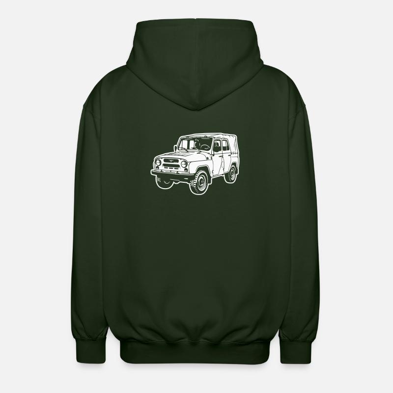 Véhicule tout-terrain UAZ (image différente) - Veste à capuche unisexe - vert forêt