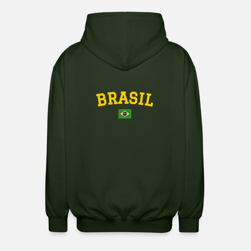 Drapeau du Brésil jaune - Veste à capuche unisexe - vert forêt
