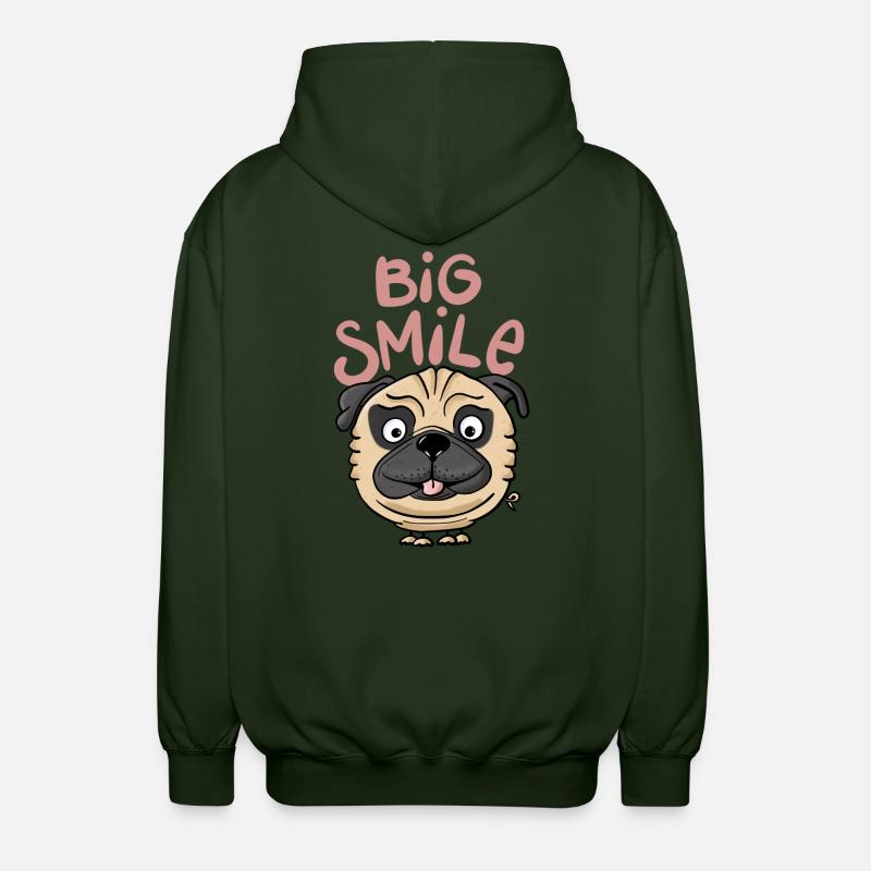 Mops Big Smile - Unisex Kapuzenjacke - Forstgrün 