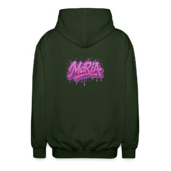 Graffiti Maria Name Geschenk Ideal Druckbar - Unisex Kapuzenjacke - Forstgrün  - Hinten - AI Model Male 185 light (185cm)