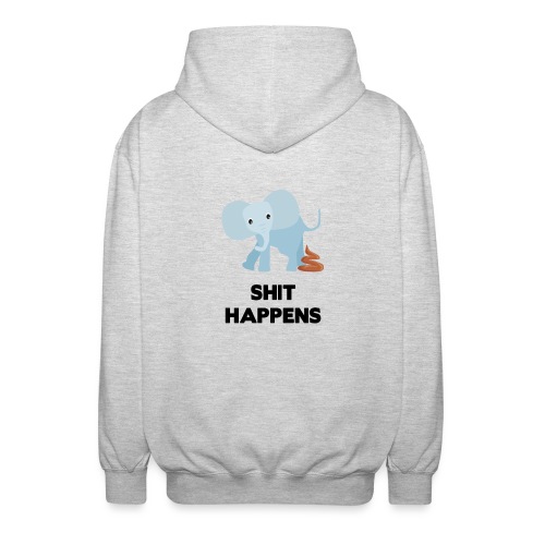 olifant met drol shit happens poep schaamte - Uniseks zip hoodie