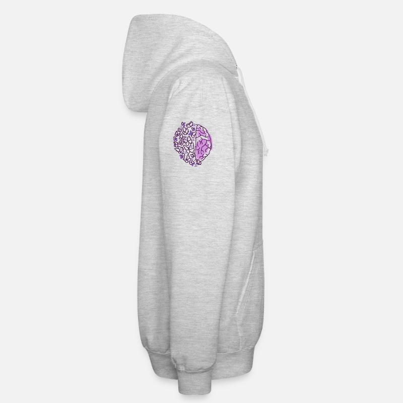 Gehirn Schmetterlinge lila Epilepsie Bewusstsein - Unisex Kapuzenjacke - Hellgrau meliert