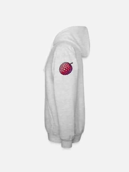 Bunte und detaillierte Litschi-Illustration - Unisex Kapuzenjacke - Hellgrau meliert