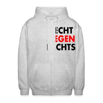 Recht gegen rechts - Unisex Kapuzenjacke - Hellgrau meliert - Vorne - AI Model Female 172 light (172cm) & AI Model Male 185 light (185cm)