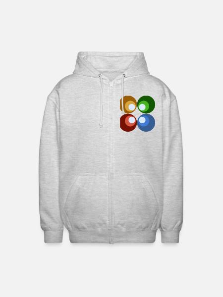 Retrokreise bunt - Unisex Kapuzenjacke - Hellgrau meliert