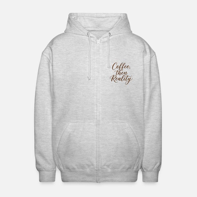 Kaffee Spruch - Unisex Kapuzenjacke - Hellgrau meliert