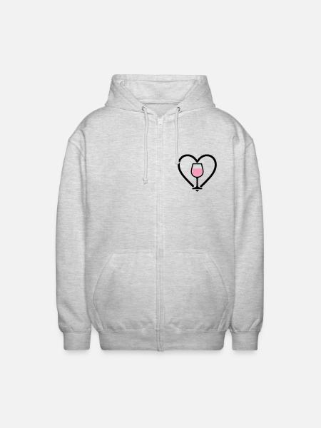 Heart + Rosé Wine – Rosé Lover - Unisex Hooded Jacket - light heather grey