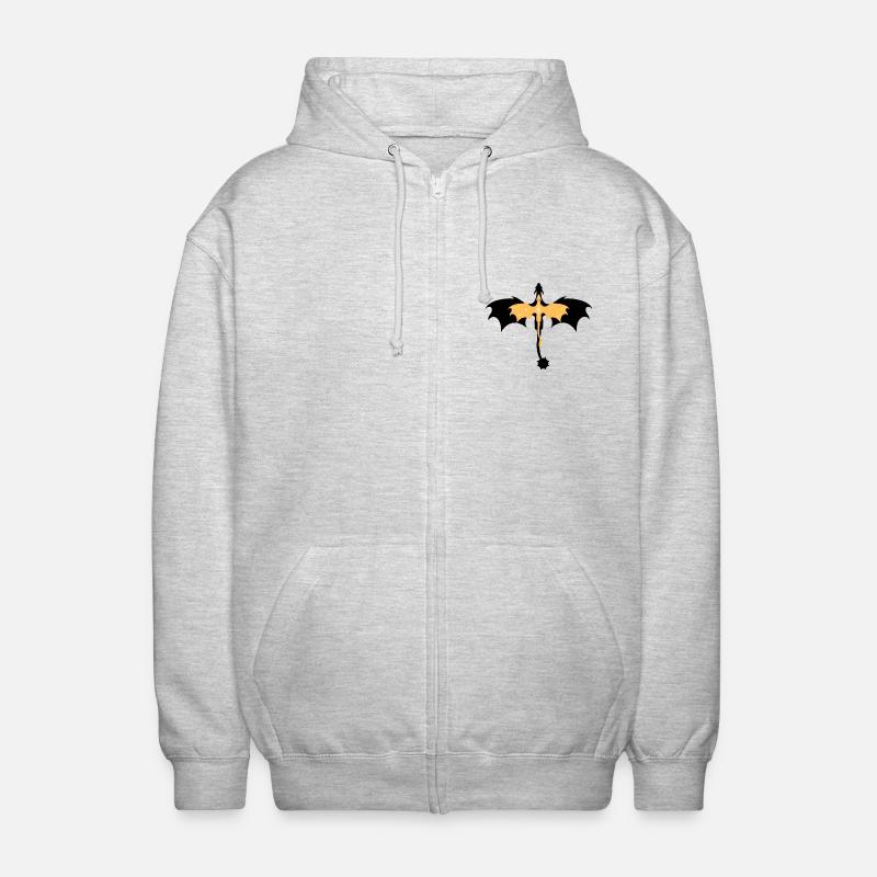 Drache gold schwarz - Unisex Kapuzenjacke - Hellgrau meliert