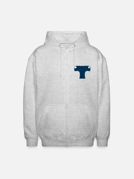 Mitternachtsblauer stilisierter Hammerhai-Kopf - Unisex Kapuzenjacke - Hellgrau meliert