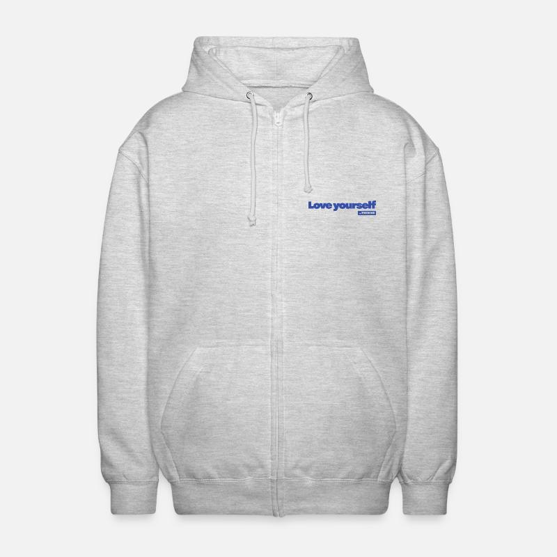 Love yourself - Statement Desing - Unisex Kapuzenjacke - Hellgrau meliert