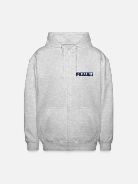 Navy Blue Background – Sailor Style - Unisex Hooded Jacket - light heather grey