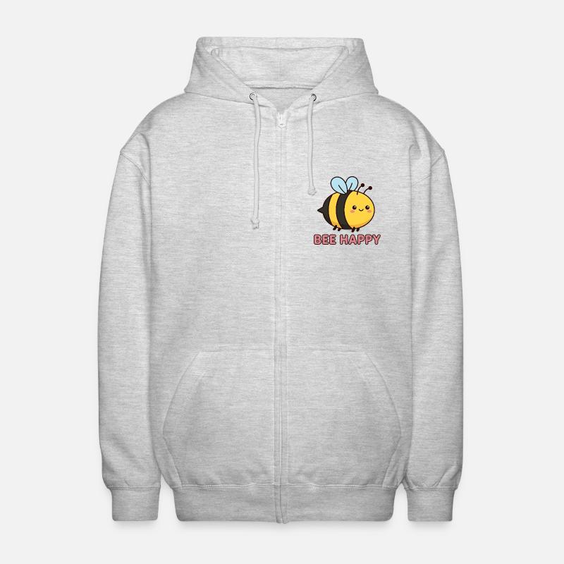 Heureuse d’abeilles | Jeu de mots mignon avec Kawaii Honey Bee - Veste à capuche unisexe - gris clair chiné
