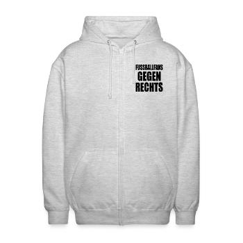 fussballfans gegen rechts - Unisex Kapuzenjacke - Hellgrau meliert - Vorne - AI Model Female 172 light (172cm) & AI Model Male 185 light (185cm)