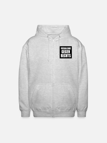 fussballfans gegen rechts - Unisex Kapuzenjacke - Hellgrau meliert