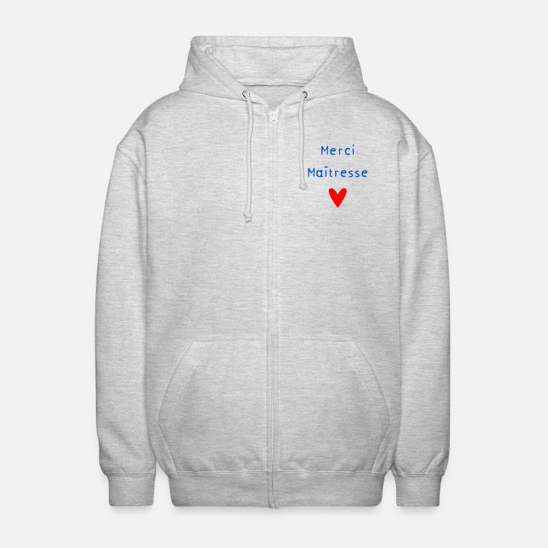 MAÎTRESSE. MERCI. MERCI MAÎTRESSE - Veste à capuche unisexe - gris clair chiné
