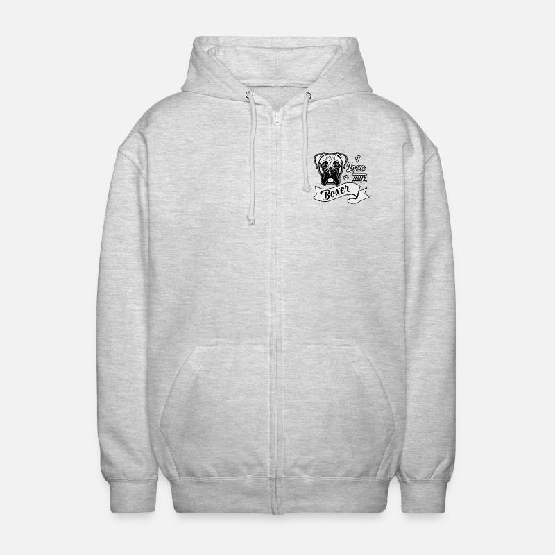 J’adore mon Boxer - Veste à capuche unisexe - gris clair chiné