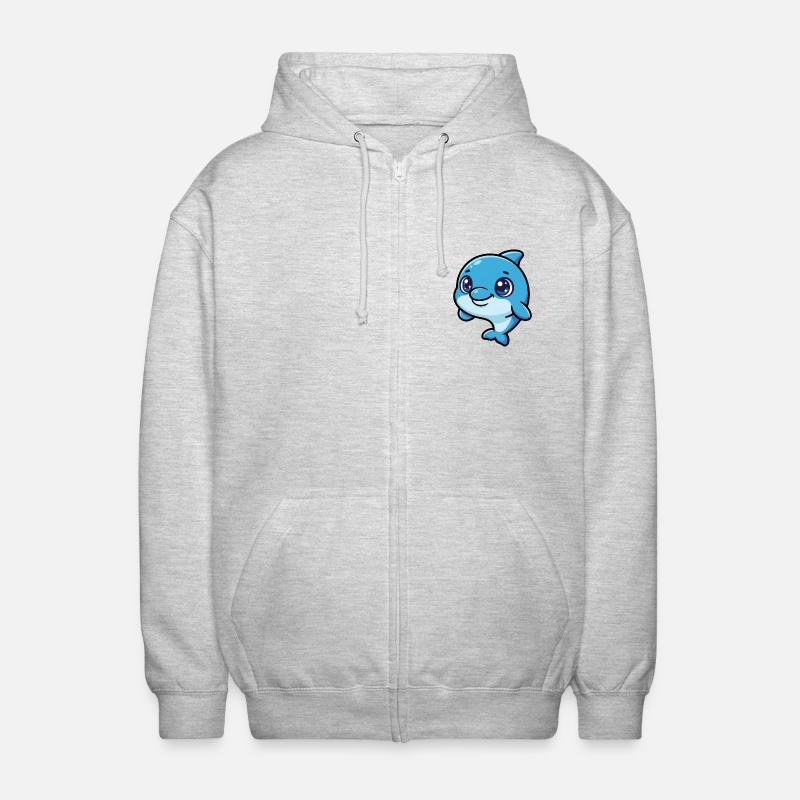Dessin animé Dauphin Rieur Bleu - Veste à capuche unisexe - gris clair chiné
