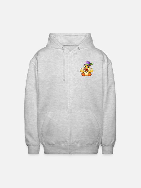 Mardi Gras Duck: Thumbs Up - Unisex Hooded Jacket - light heather grey