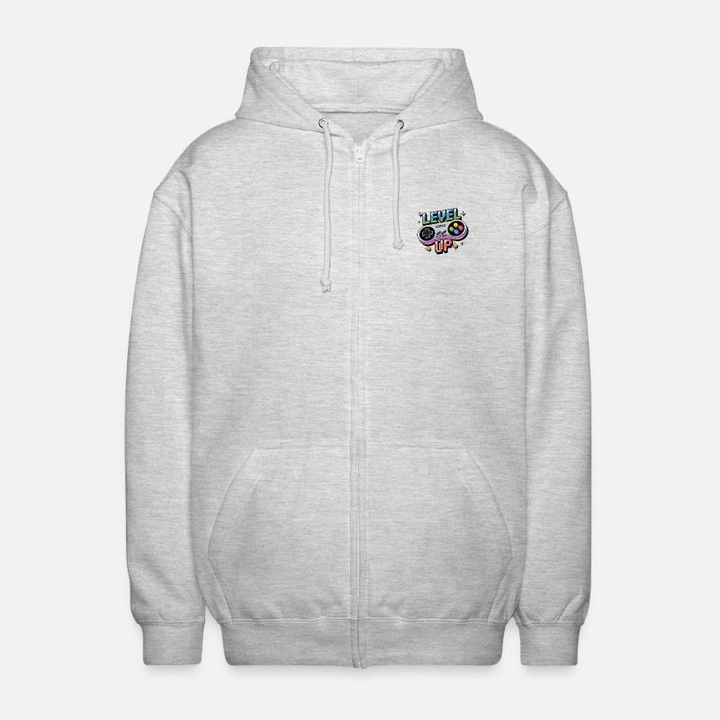 Level Up – Gaming Controller - Unisex Kapuzenjacke - Hellgrau meliert