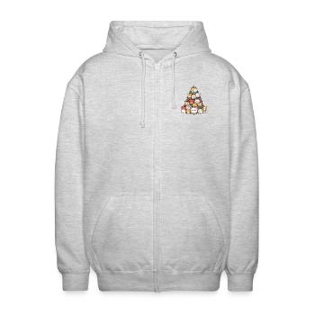 Christmas Magic: Cartoon Cats in the Christmas Tree - Unisex Hooded Jacket - light heather grey - Front - AI Model Female 172 light (172cm) & AI Model Male 185 light (185cm)