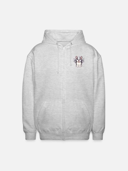 Süßer Engel Husky Comic - Unisex Kapuzenjacke - Hellgrau meliert