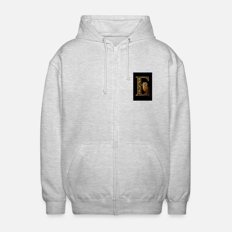 E - Magisches Ornament mit Eule - Unisex Kapuzenjacke - Hellgrau meliert