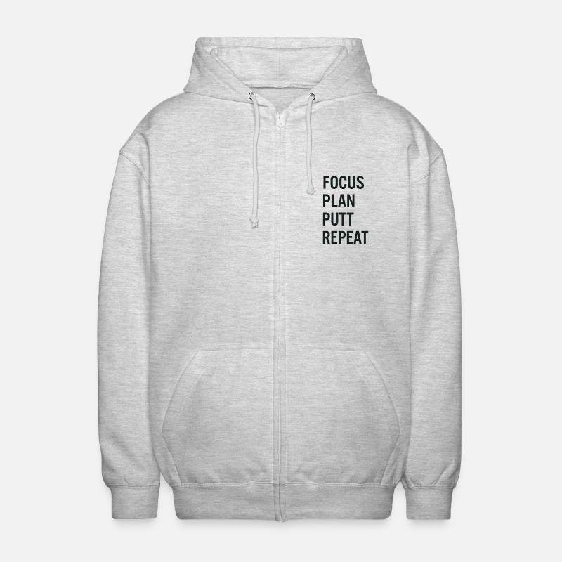 Golf Focus Plan Putt Reapeat - Unisex Kapuzenjacke - Hellgrau meliert