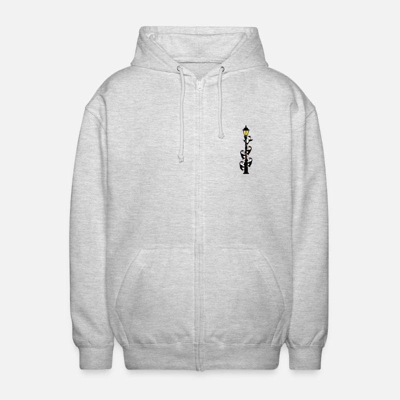 Pinguine um einen Laternenpfahl - Unisex Kapuzenjacke - Hellgrau meliert