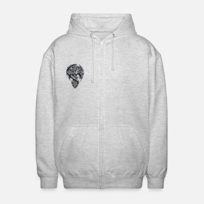 Celtic Dragon on Cross Knot - Unisex Hooded Jacket - light heather grey