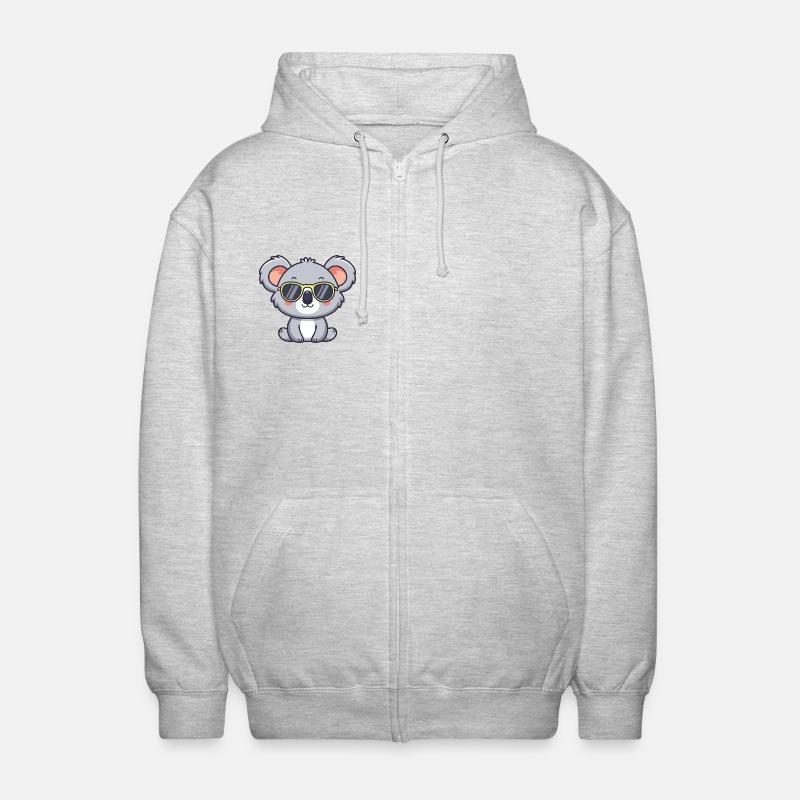 Koala Yellow Pop Glasses - Unisex Hooded Jacket - light heather grey