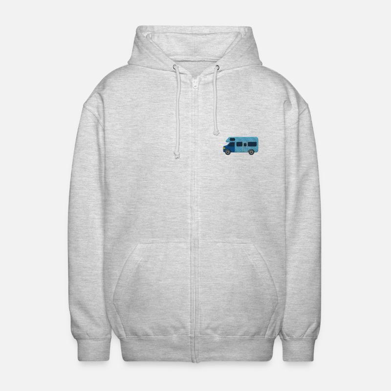 Husbil broderad - Luvjacka unisex - ljusgråmelerad