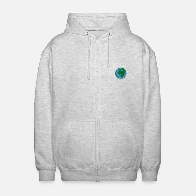 Die Erde bestickt - Unisex Kapuzenjacke - Hellgrau meliert