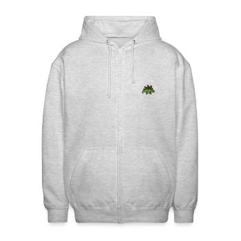 Stegosaurus - Unisex Hooded Jacket - light heather grey - Front - AI Model Female 172 light (172cm) & AI Model Male 185 light (185cm)