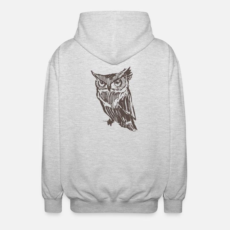 Eule - Unisex Kapuzenjacke - Hellgrau meliert