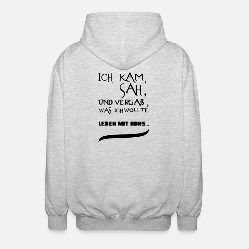 Leben mit ADHS Geschenk - Unisex Kapuzenjacke - Hellgrau meliert
