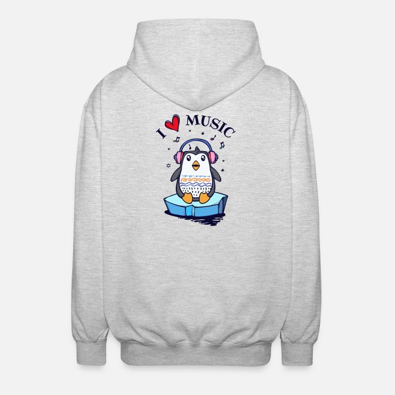 Seevogel Cool Herz PinguinTier Statement - Unisex Kapuzenjacke - Hellgrau meliert
