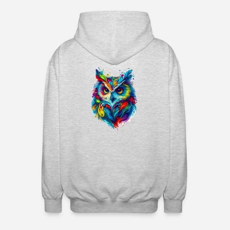 Eule - Unisex Kapuzenjacke - Hellgrau meliert