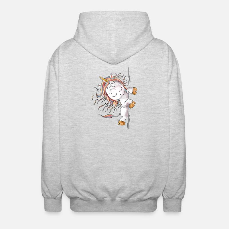 Drolliges Regenbogen Einhorn Fantasy - Unisex Kapuzenjacke - Hellgrau meliert
