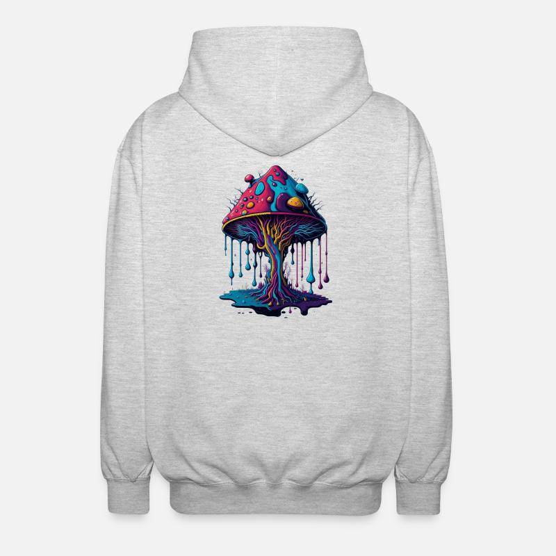 Forêt de champignons psychédélique lumineuse - Veste à capuche unisexe - gris clair chiné