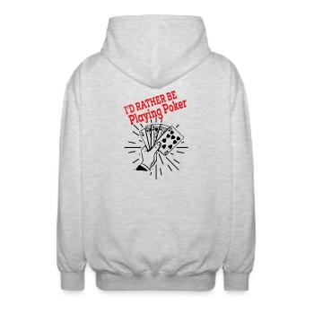 Lieber Poker Als Alles Andere - Unisex Kapuzenjacke - Hellgrau meliert - Hinten - AI Model Male 185 light (185cm)