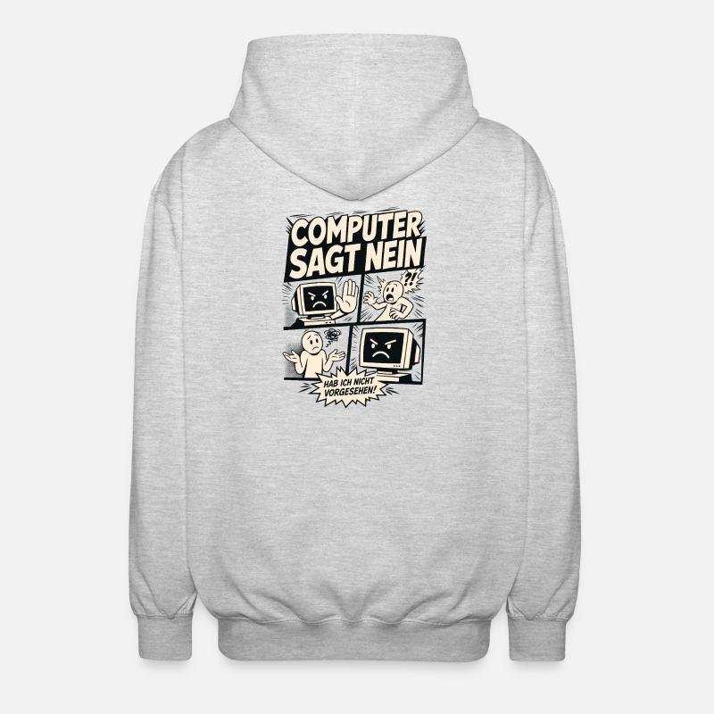 Computer sagt nein Comic Design - Unisex Kapuzenjacke - Hellgrau meliert