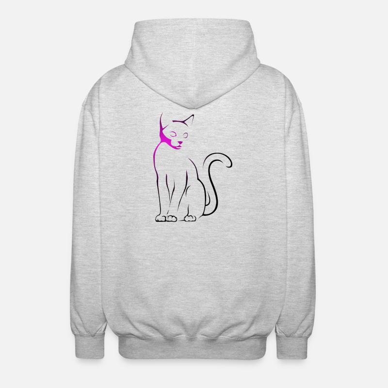 Pink Cat - Unisex Kapuzenjacke - Hellgrau meliert
