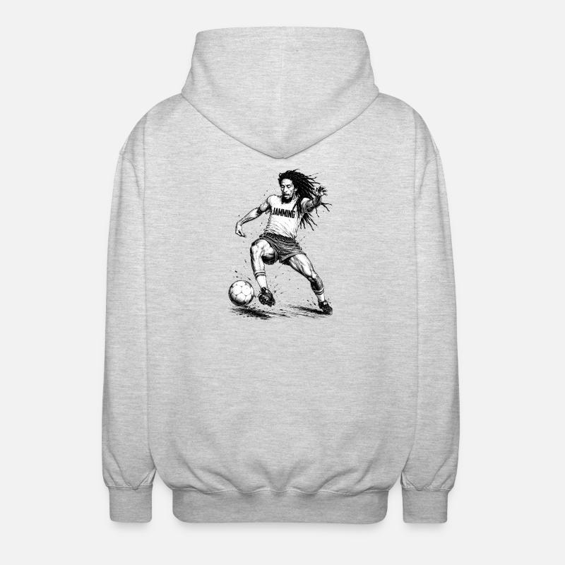 Jammin Kick Dreadlock Fußballheld - Unisex Kapuzenjacke - Hellgrau meliert