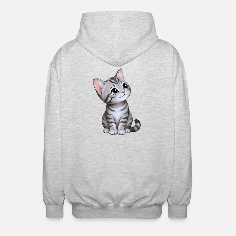 cute kitten - Unisex Hooded Jacket - light heather grey