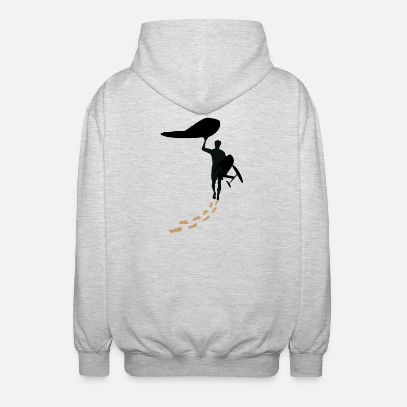 Wingfoiler with footsteps - Unisex Hooded Jacket - light heather grey
